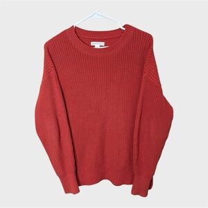 Aeropostale Ribbed Knit Crewneck Sweater Womens XS Rust Orange Chunky Minimalist